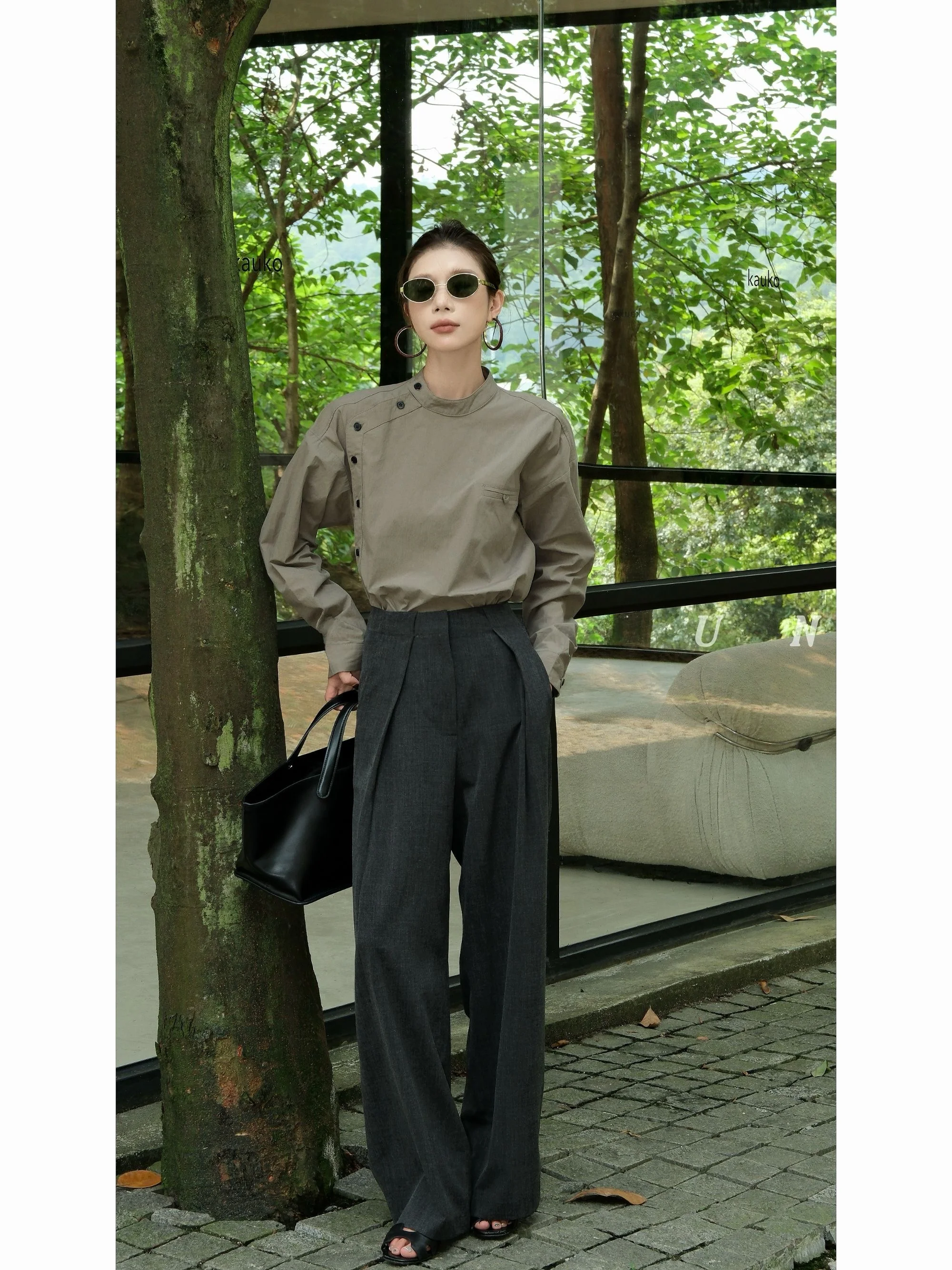 

Винтажная женская рубашка KINSE YUN с длинным рукавом, свободного кроя, из смесового хлопка, модная