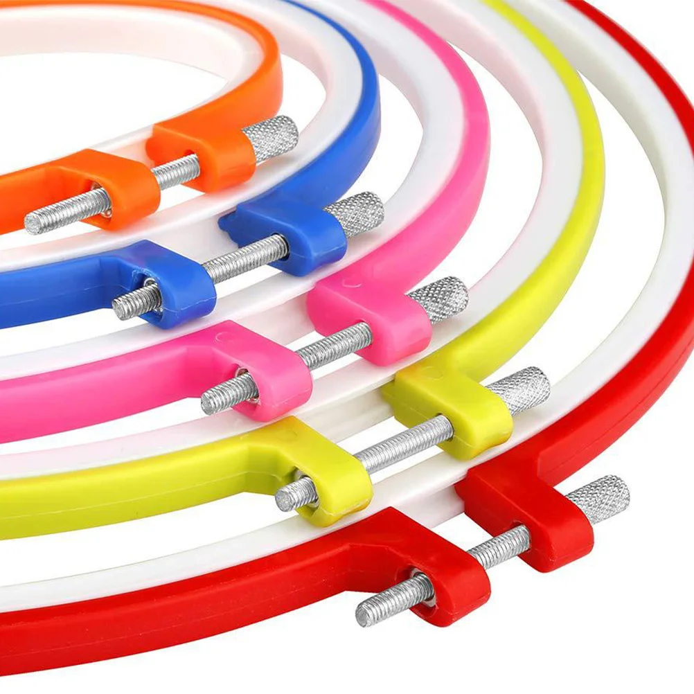 

5pcs Cross Stitch Kit Embroidery Hoop Set Tight Fabric Hold Diy Craft Circle Ring For Needlework Quilting Decoration Gift