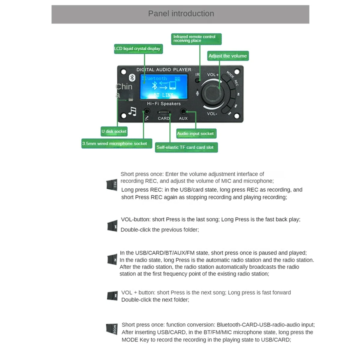 Lcd-Scherm Mp3 Decoder Board Bluetooth Module Diy Producten Auto Audio Accessoires Audio Versterker Board