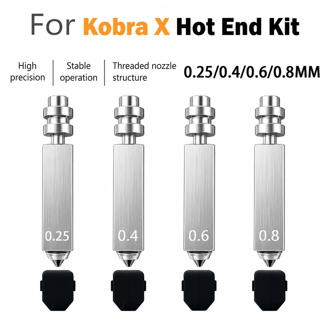 

Upgrade Hardened Steel Nozzle For Anycubic Kobra X Hotend Bimetal Nozzle Heating Assembly 0.25/0.4/0.6/0.8mm 3D Printer Parts