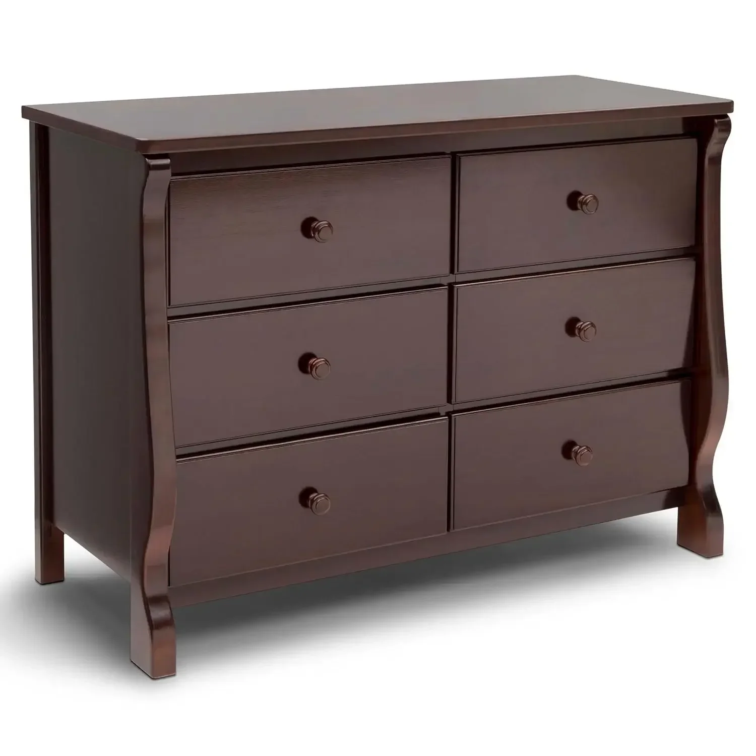 Universal 6 Drawer Dresser with Interlocking Drawers - Greenguard Gold Certified, Dark Chocolate