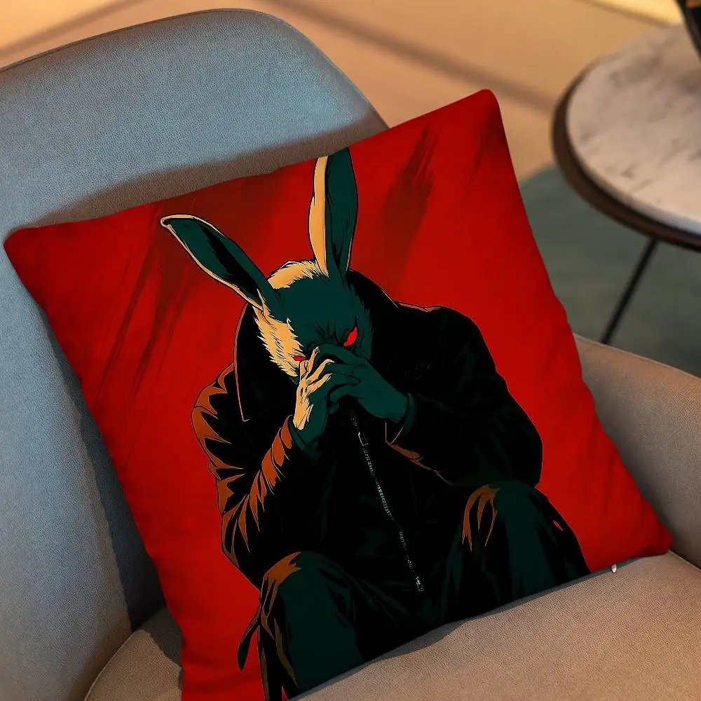 Halloween White Rabbit Devil Pillow Case Anti-dustmite Pillowcase Invisible zipper silky short plush Sofa cushion cover