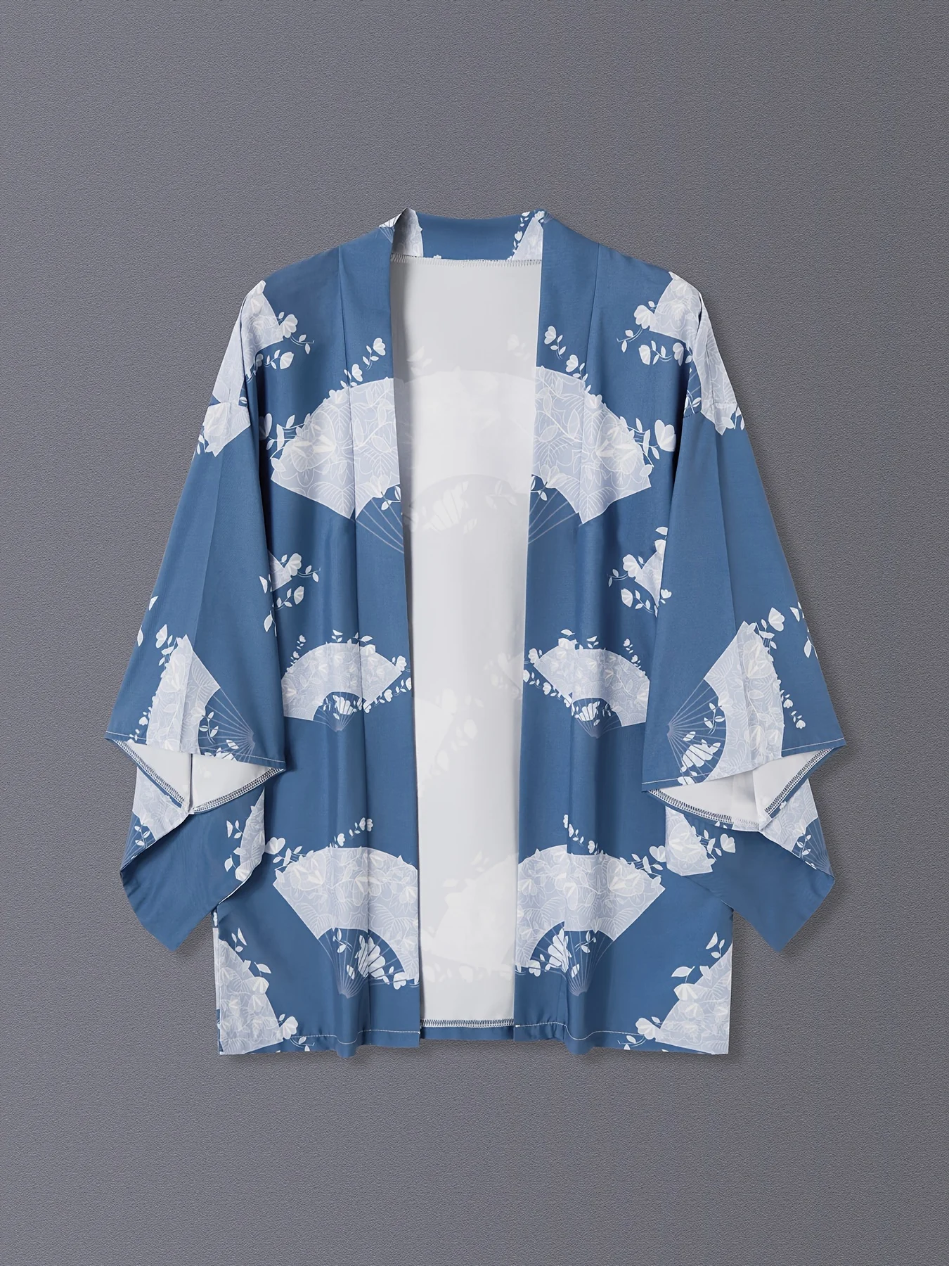 Japanese retro Ukiyo-e toga ancient fan print spring/summer Sun sun feather woven yukata shirt blouse European and American nati