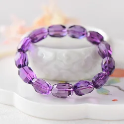 Natural Lavender Amethyst Quartz Barrel Abacus Bracelet 12x9mm Clear Faceted Beads Amethyst Gemstone Wealthy AAAAAA
