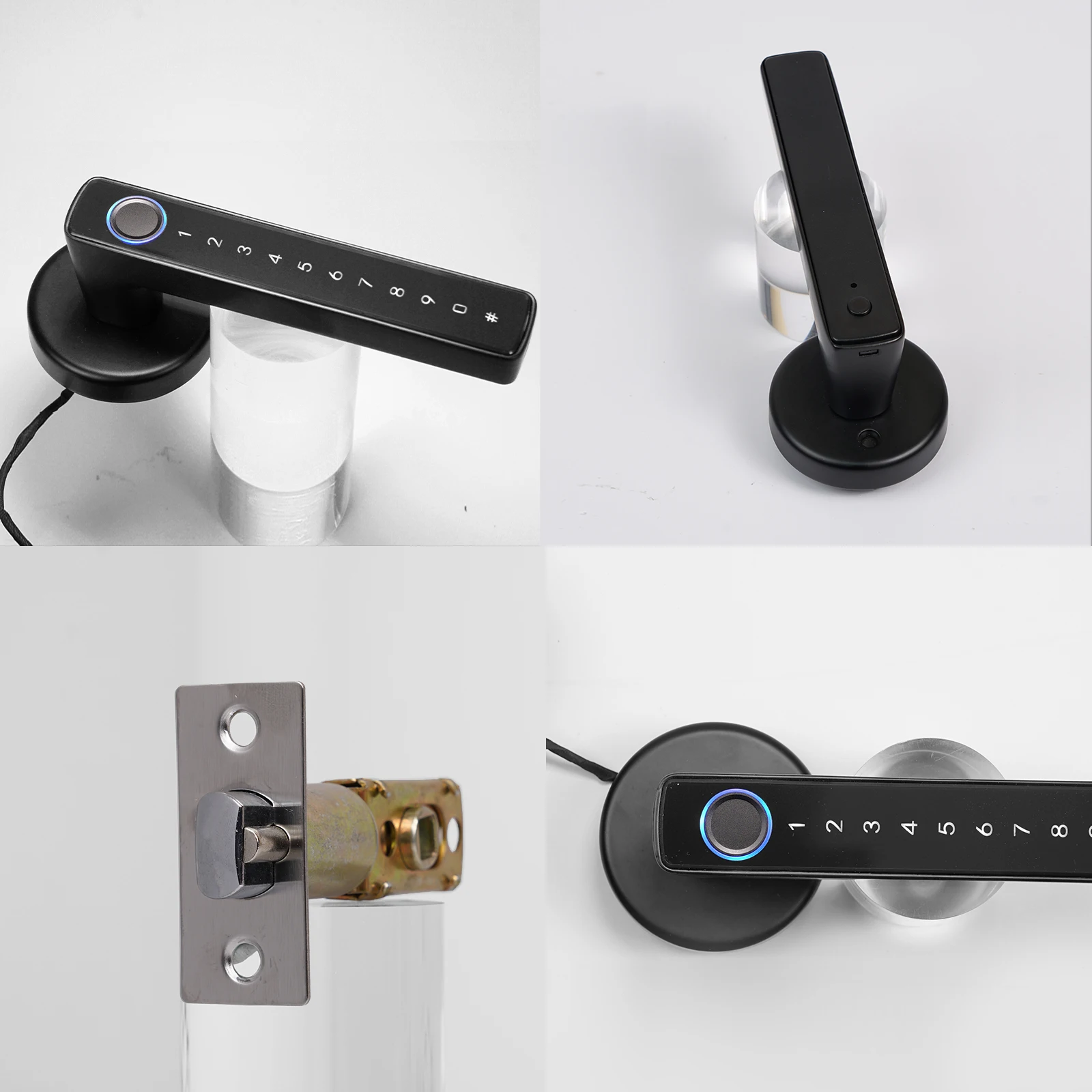 Smart Fingerprint Door Handle Lock for Tuya Ecosystem with Password Entry Remote APP Control Fingerprint and Key Fallback