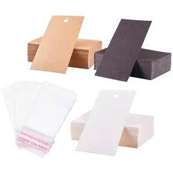 Tarjetas de Papel Kraft con bolsas autoadhesivas, soporte de cartón en blanco, etiquetas para pendientes de gota larga, embalaje para exhibición de joyas, 50 piezas, 5x9cm