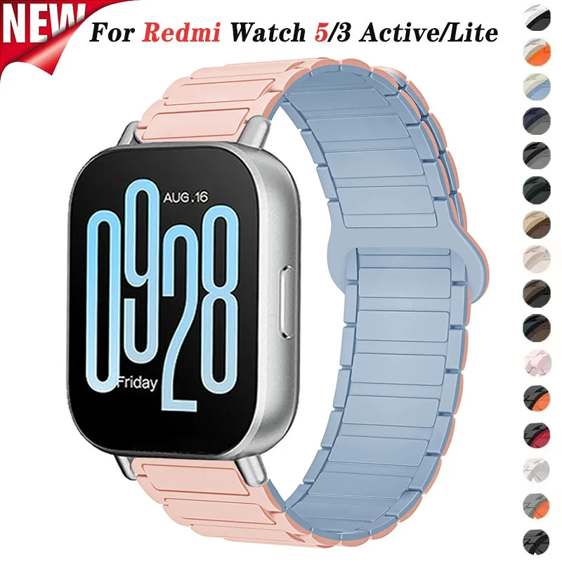 22 مللي متر الفرقة المغناطيسية ل Redmi ساعة 5 نشط 5 لايت سيليكون حلقة معصمه سوار ل Redmi ساعة 3 نشط 3 لايت حزام الساعات