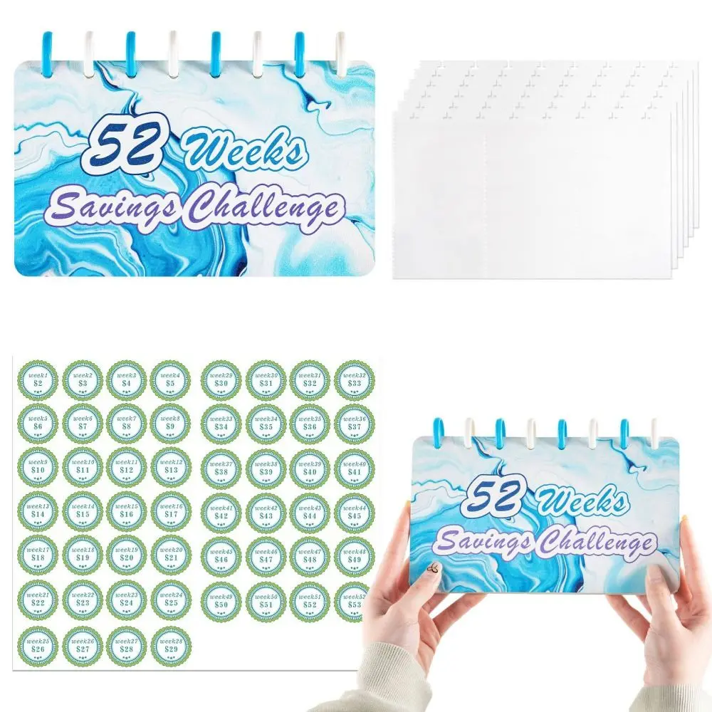 52 Weeks Savings Challenge Notebook Colorful Loose Leaf Budget Binder Planner Weekly Multi Pockets Cash Envelope Saving Binder