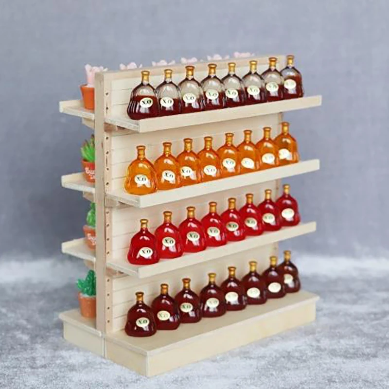 1 Stück Holz-Puppenhaus im Maßstab 1:12, Miniatur-Supermarktregale für Essen, Getränke, Präsentation, Kuchenzähler, Vitrine