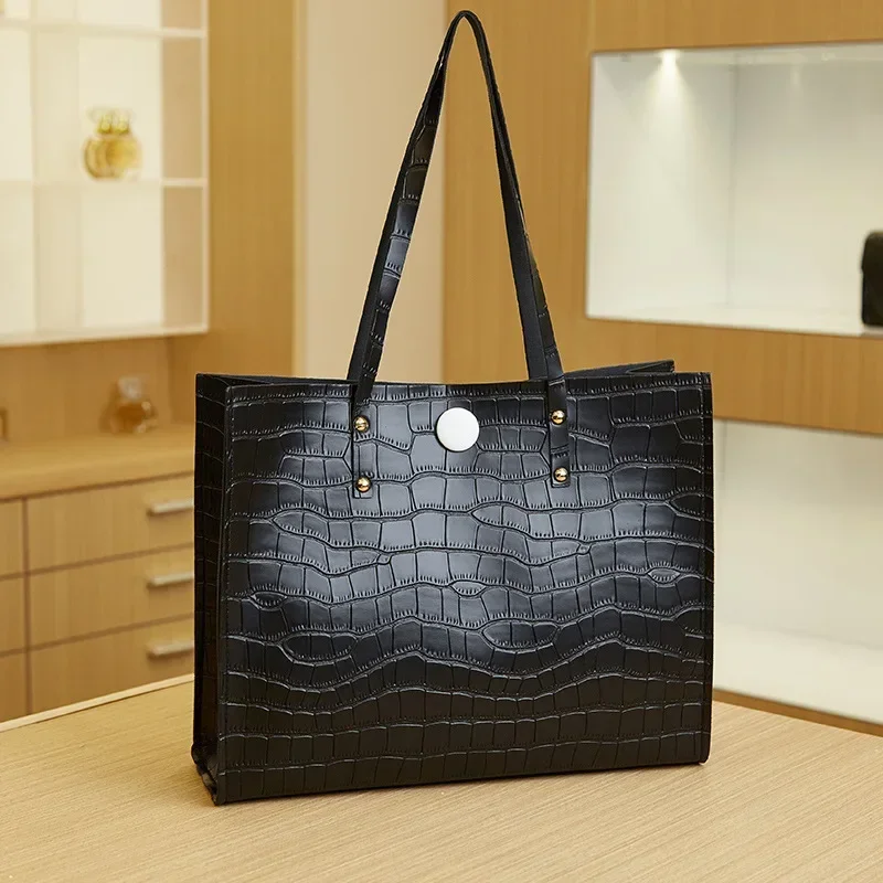 2024 New Crocodile Lines Tote Bag PU Leather Shoulder Bags For Women Fashion Handbag Luxury Branded Underarm Bag Shopping Wallet