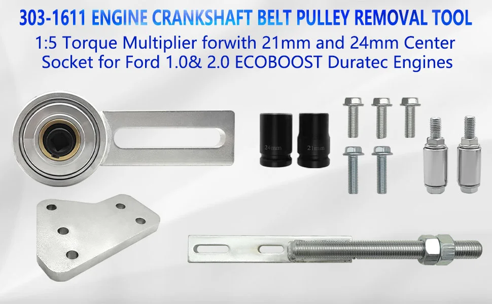 303-1611 Engine Crankshaft Belt Pulley Removal Tools 1:5 Torque Multiplier for with 21mm and 24mm Center Socket for Ford