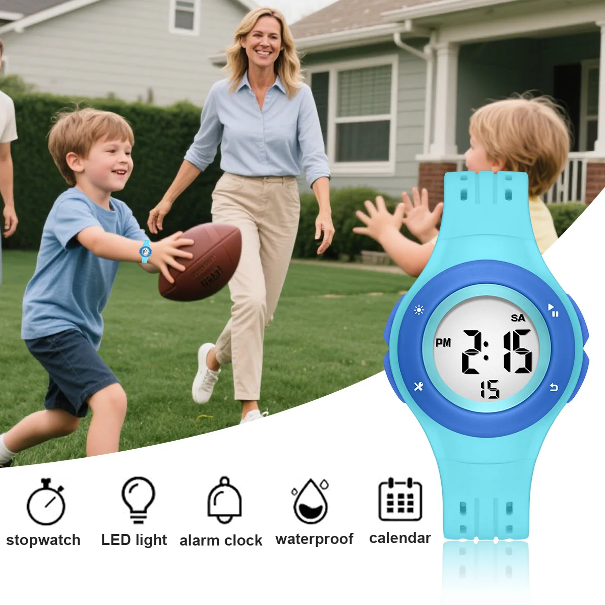 READ Kids Digital Watch | Resin Band | LED Backlight | Alarm Snooze Stopwatch Calendar | 30M Water Resistant