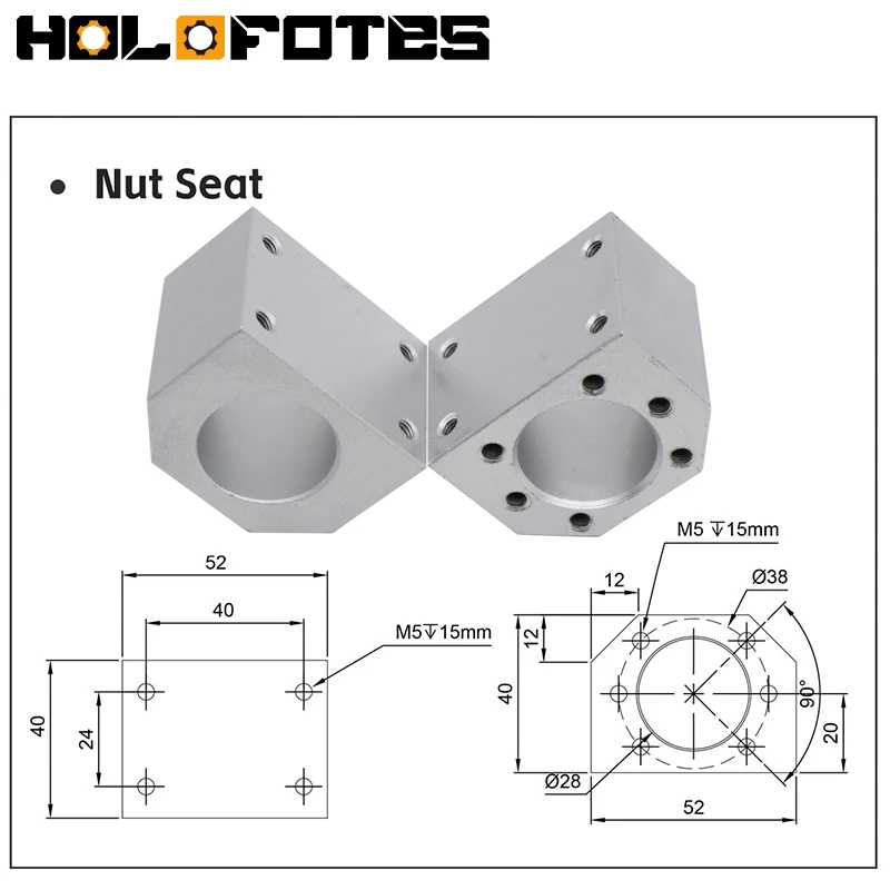 1pcs Ballscrew Nut Housing for SFU1605 Ballscrew Mount Bracket Holder CNC Router Milling Parts Aluminum DSG16H Nut Bracket