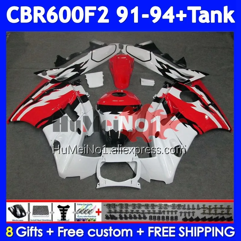 Body+Tank For HONDA CBR Red white 600F2 600 F2 CBR600F2 91 92 93 94 37No.35 CBR600FS CBR600 F2 FS 1991 1992 1993 1994 Fairing