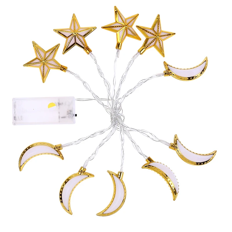 

String Lights with for Home Decor Eid Mubarak Series Moon Star Palace Islamic Festival Muslim Home Decor Ramadan Golden