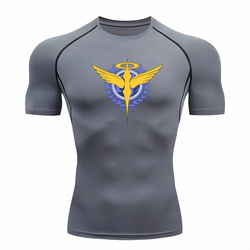 Bandai Gundam 00 Men T-shirt Celestial Being Logo Print Compression Fitness Gym Quick Dry Sport T Shirt