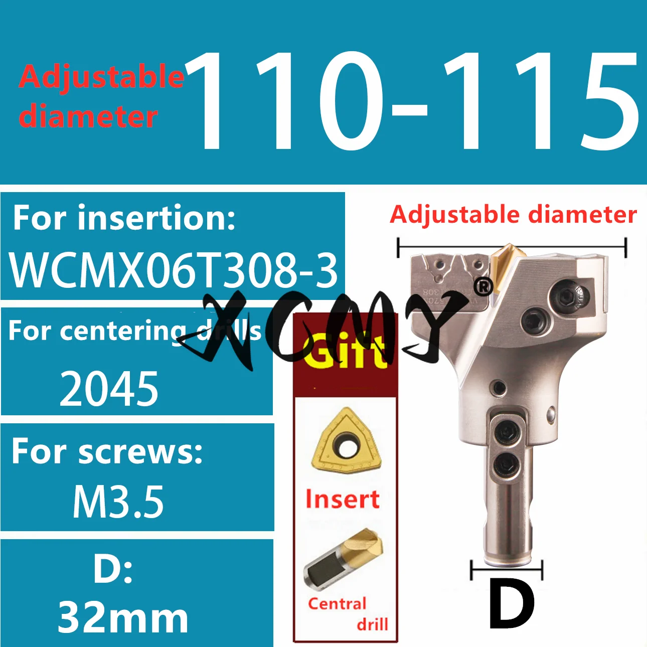 VMD verstelbare diepgat indexeerbare boor met grote diameter 45-160 mm U-boor boorgereedschap voor WCMX WCMT inbrengen