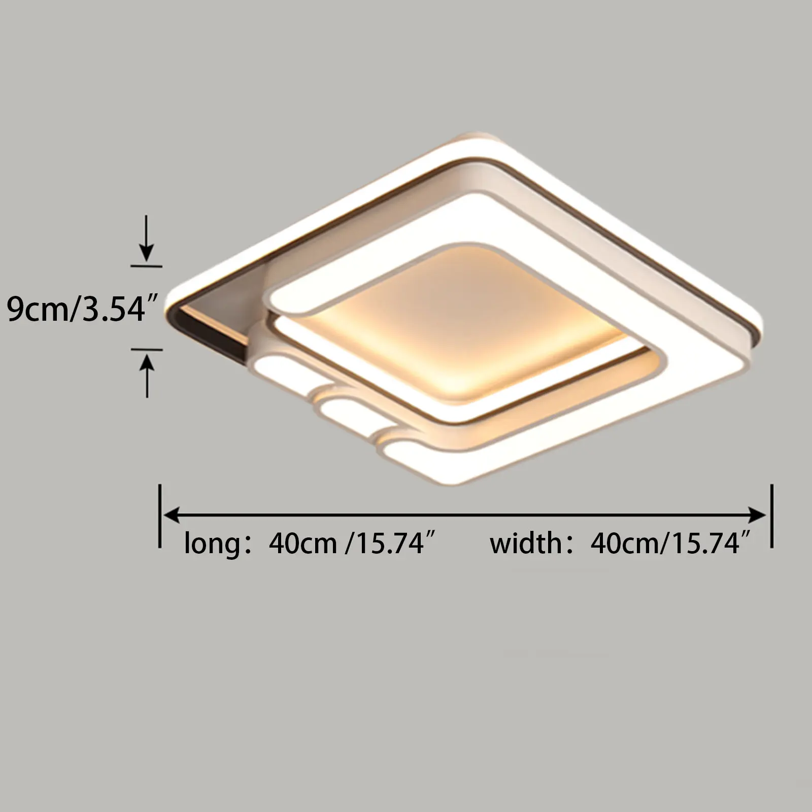 White Square Ceiling Light Flush Mount Ceiling Light with Remote Control--Design Ceiling Lamp for Kitchen Living Room Bedroom