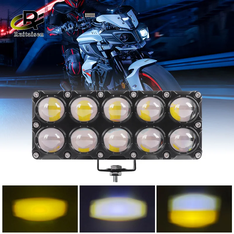 6/10 Lens Auxiliary Motorcycle Spotlight Working Fog lights Bulb Projector Headlight Additional Electric Driving Spot Lamp12-80V