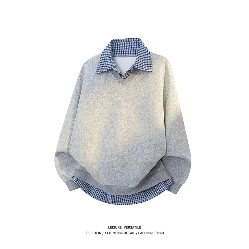 

Весенне-осенняя повседневная свободная удобная толстовка с капюшоном для фитнеса на открытом воздухе, модная тенденция для пары, универсальная искусственная толстовка из двух предметов