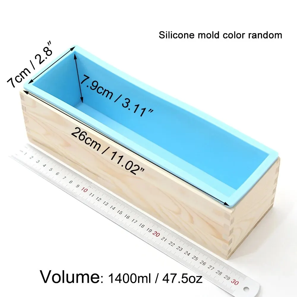 Rectangular Handmade Soap Mold Rectangle Soap Mold Kit with Cutter Silicone Bread Soap Mold with Wooden Box