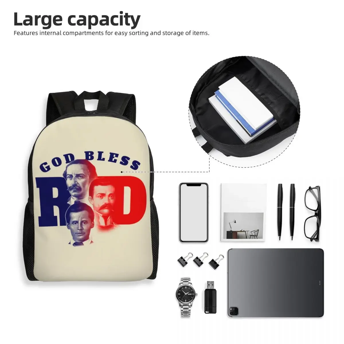 남성 여성을위한 맞춤형 도미니카 공화국 배낭 방수 학교 대학 가방 인쇄 Bookbag