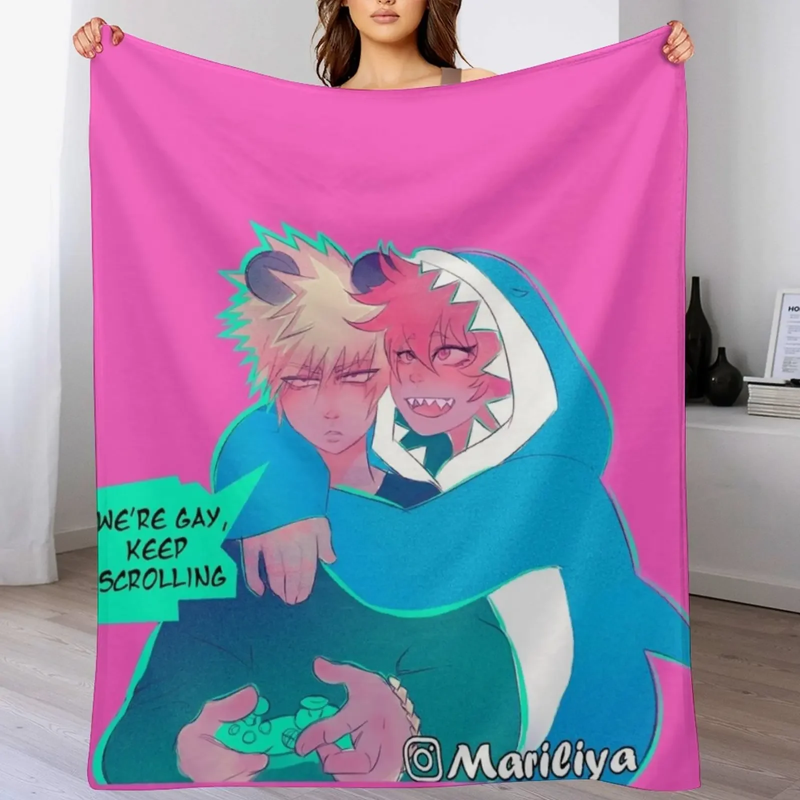 

New PINK - Kiribaku Throw Blanket Warm Accent Blanket for Living Room Decoration