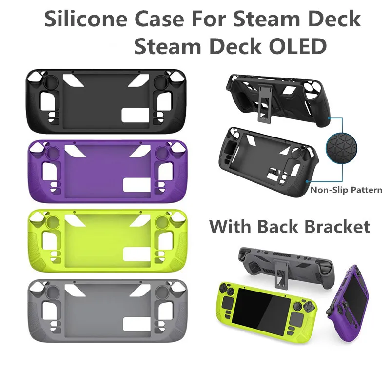 Silicone Case For Steam Deck OLED Game Console Full Protection with Bracket Cover Shell Protection Case for Steam Deck OLED