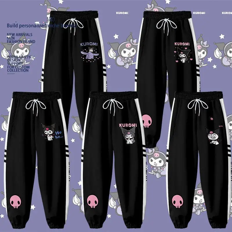 

Sanrio Kuromi Women Sweatpants Elastic High Waist Sports Pants for Workout Striped Running Training Trousers Fitness Yoga Pants