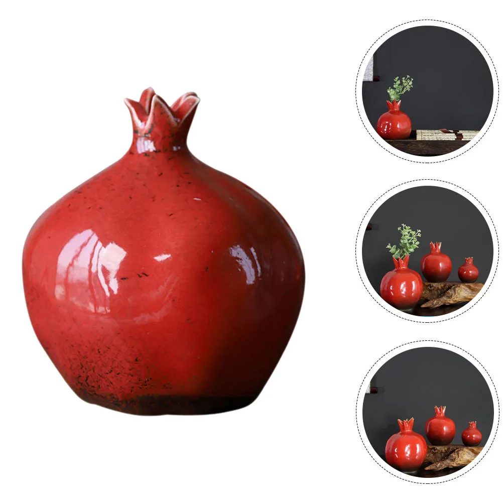 

Pomegranate Shape Decorative Vase Small Glass Vase for Home Office Desk Flower Container Pomegranate Ornament Flower Planter