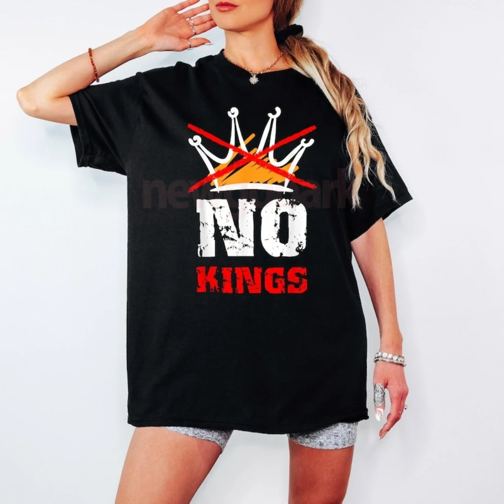 No Kings Graphic T Shirts Woman Man Summer Casual Simple Cotton T-shirt Outdoors Comfortable O-neck Short-sleev Unisex Adult