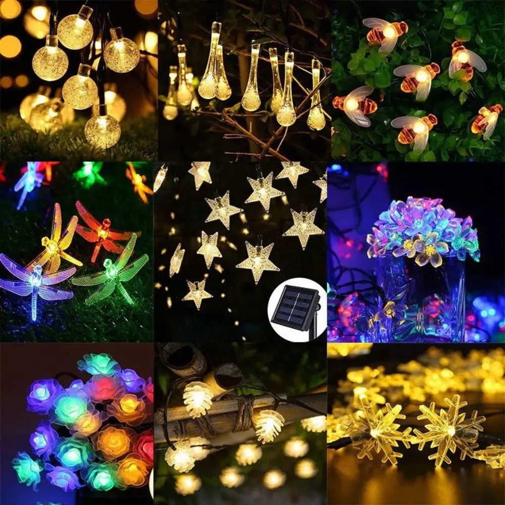 200 LEDs Solar String Lights 22M Length IP65 Waterproof Outdoor Garden Lights 8 Lighting Modes Crystal Globe Design