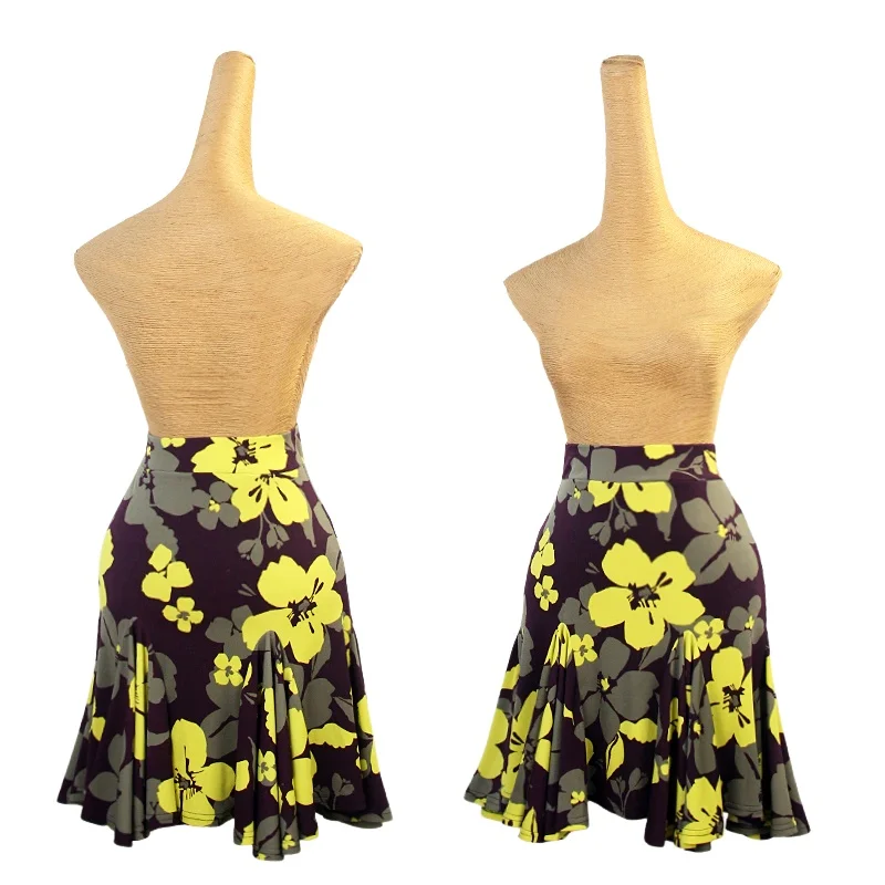 Latin dancing practice skirts for women high-end slimming printed short skirt adult tango samba chacha training clothing
