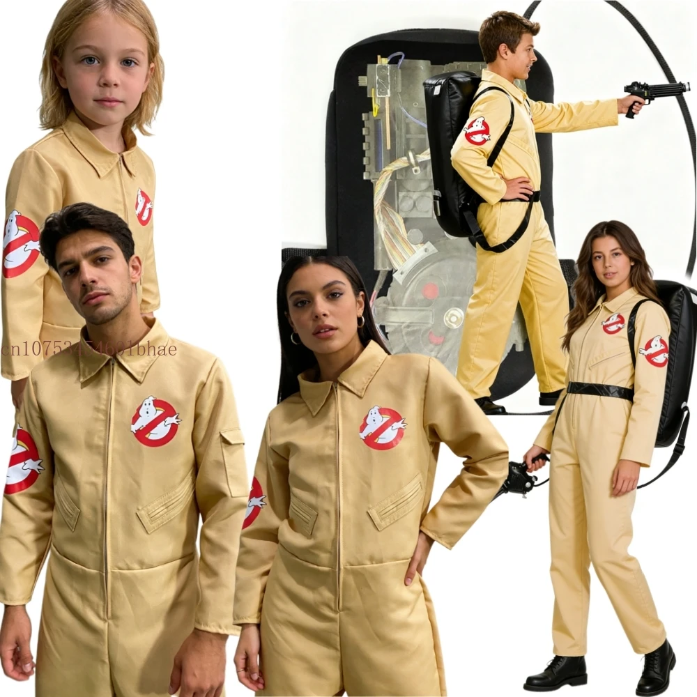 Disfraz de Cazafantasmas para Niños y Adultos con Mochila de Protones, Mono de Cazafantasmas para Hombres, Niños y Niñas, Traje de Cazador de Fantasmas para Halloween