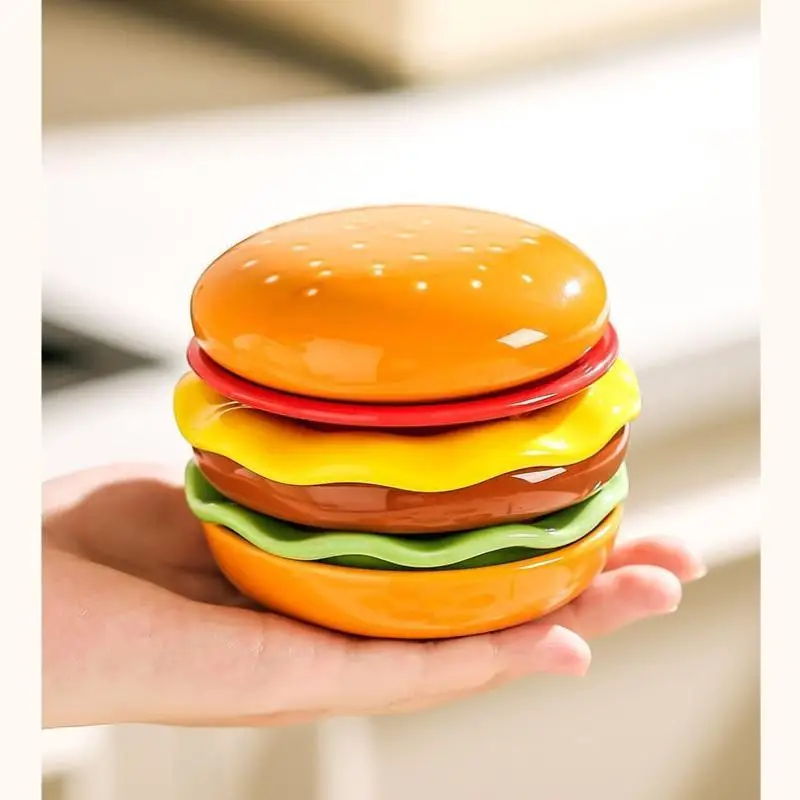6Pcs/Set High Value Bone Spit Plate Stackable Hamburger Plate Set Burger 6 Layers Dinner Plate Funny Sauce Containers Table Dec