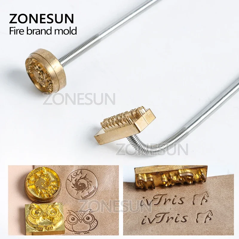 ZONESUN 1290 شعار الكيك مع مقبض العلامة التجارية 3 سم لحرق قالب ختم على حلويات البسكويت ، مقبض حرق قالب نحاسي حديدي ، تصميم مخصص