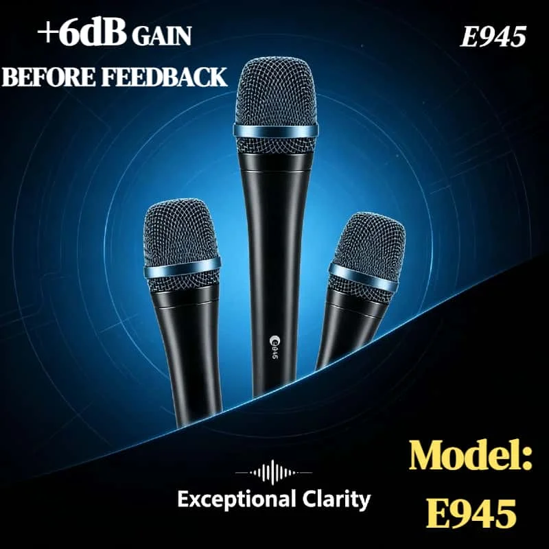 

Новинка 2026: Набор из 3 динамических микрофонов E945 Evolution 900 для живых выступлений, караоке, стриминга, конференций и пения. Оригинальная профессиональная версия, хит продаж.
