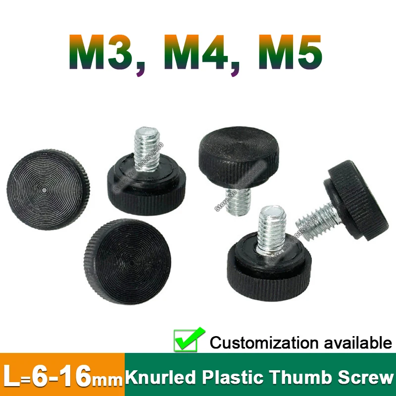 

500 шт./лот, винты с ручной затяжкой M3 M4 M5, оцинкованная сталь 12 # Пластиковый винт с накатанной резьбой с круглой головкой и накатанной головкой