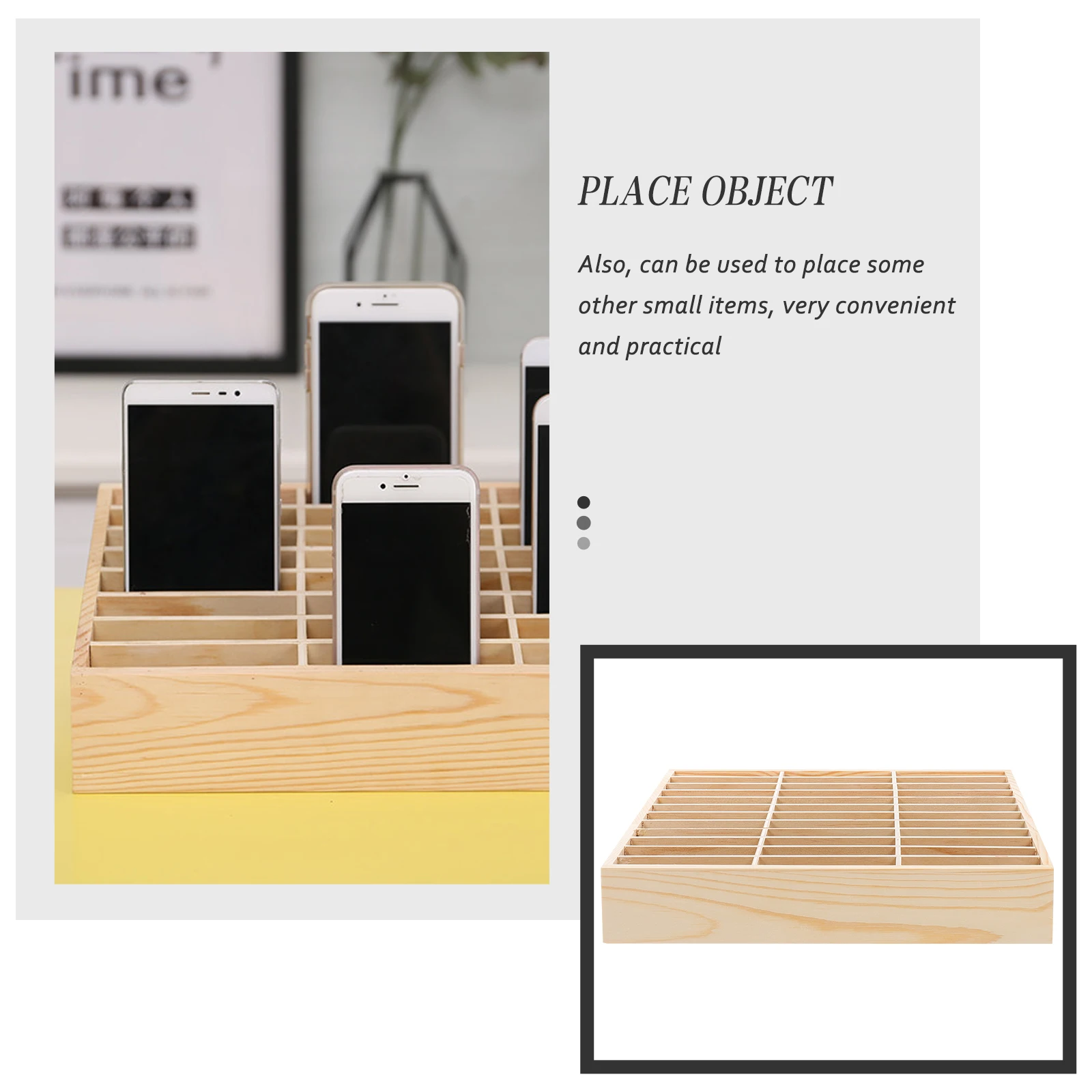 

Sturdy Multi-Grid Phone Storage Box Meeting Room Desktop Organizer Wooden Mobile Holder Management Case For Office