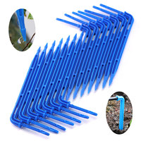 50pcs Garden 3/5mm Hose Bend Arrow 1/8'' Blue Drip Emitter Dripper Water Saving Sprinkler for Greenhouse Bonsai Micro Irrigation