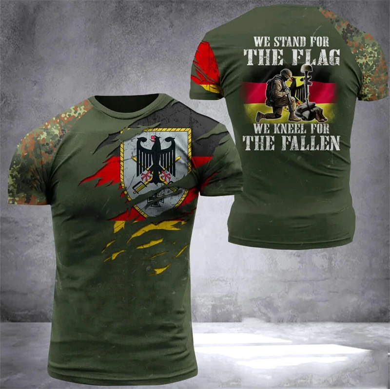 Germany National Flag Camouflage Graphic T Shirt for Men Clothing German Eagle Emblem Camo T-shirt Forest Combat Tee Shirts Tops