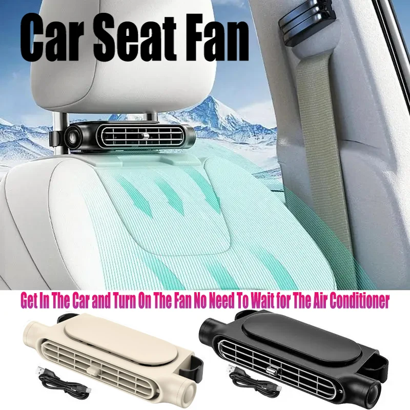 Car Rear Seat Cooling Fan Electric Rear Seat Fan Three-Speed Adjustable Wind Speed Cooling Tool for Mini Cars Rvs and Sedans