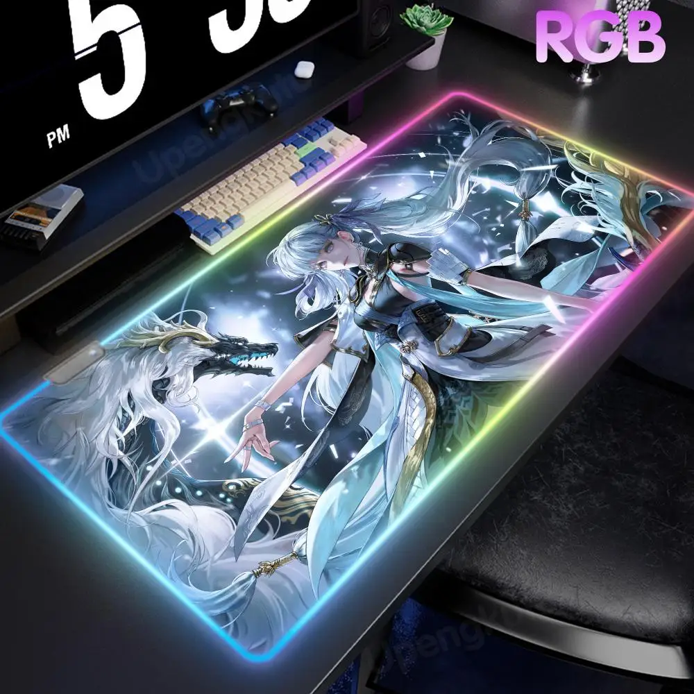 Wuthering Wave Jinhsi Mouse Pad RGB Mouse Mouse Gamer Pad Gaming Mouse Pad LED Speed Mousepad Large Gamer Luminous Desk Mat