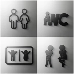 3D Acrylic Bathroom Wash Room Door Wall art Label Sticker Wc Holder Signage Board Art Hotel Home Hollow Bar cafe decoration
