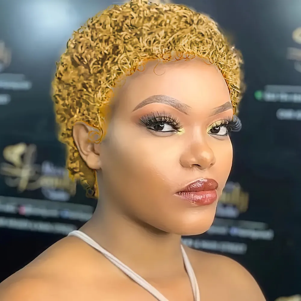 

Короткие афро парики 150% Плотность Афро-кудрявые вьющиеся человеческие волосы Парики из натуральных волос для женщин Парики машинного производства