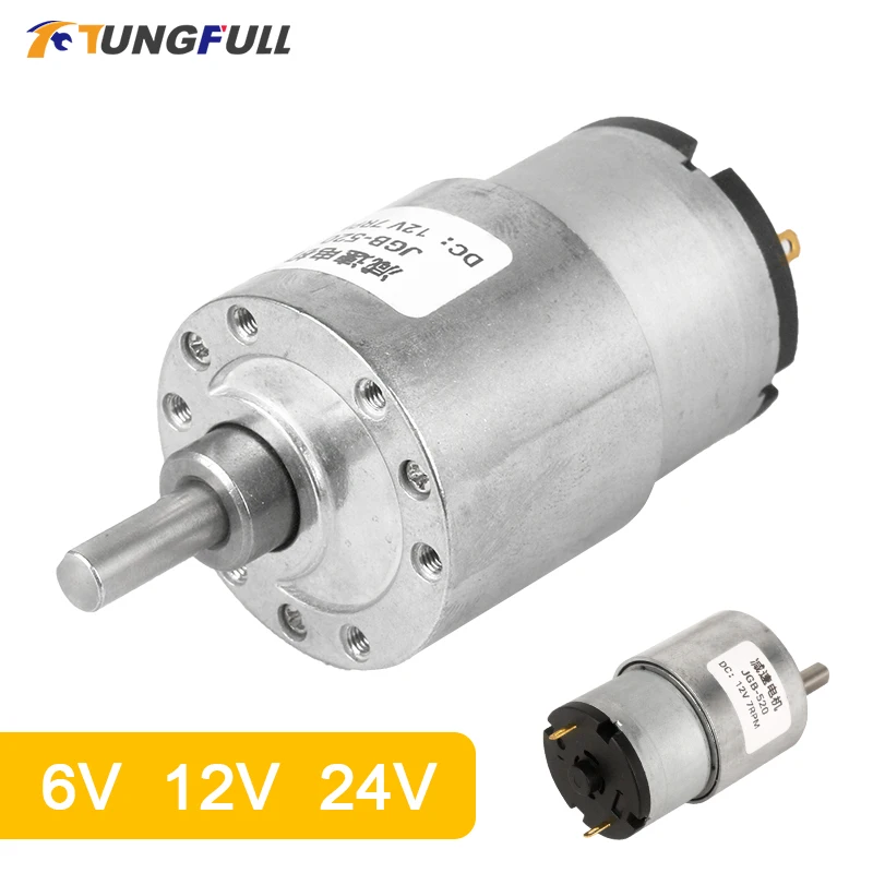 

DC Gear Motor High Torque 37mm 6V/12V/24V All Metal Gear Box 7RPM-960RPM Gearmotor Eccentric Shaft Geared Motor JGB37-520