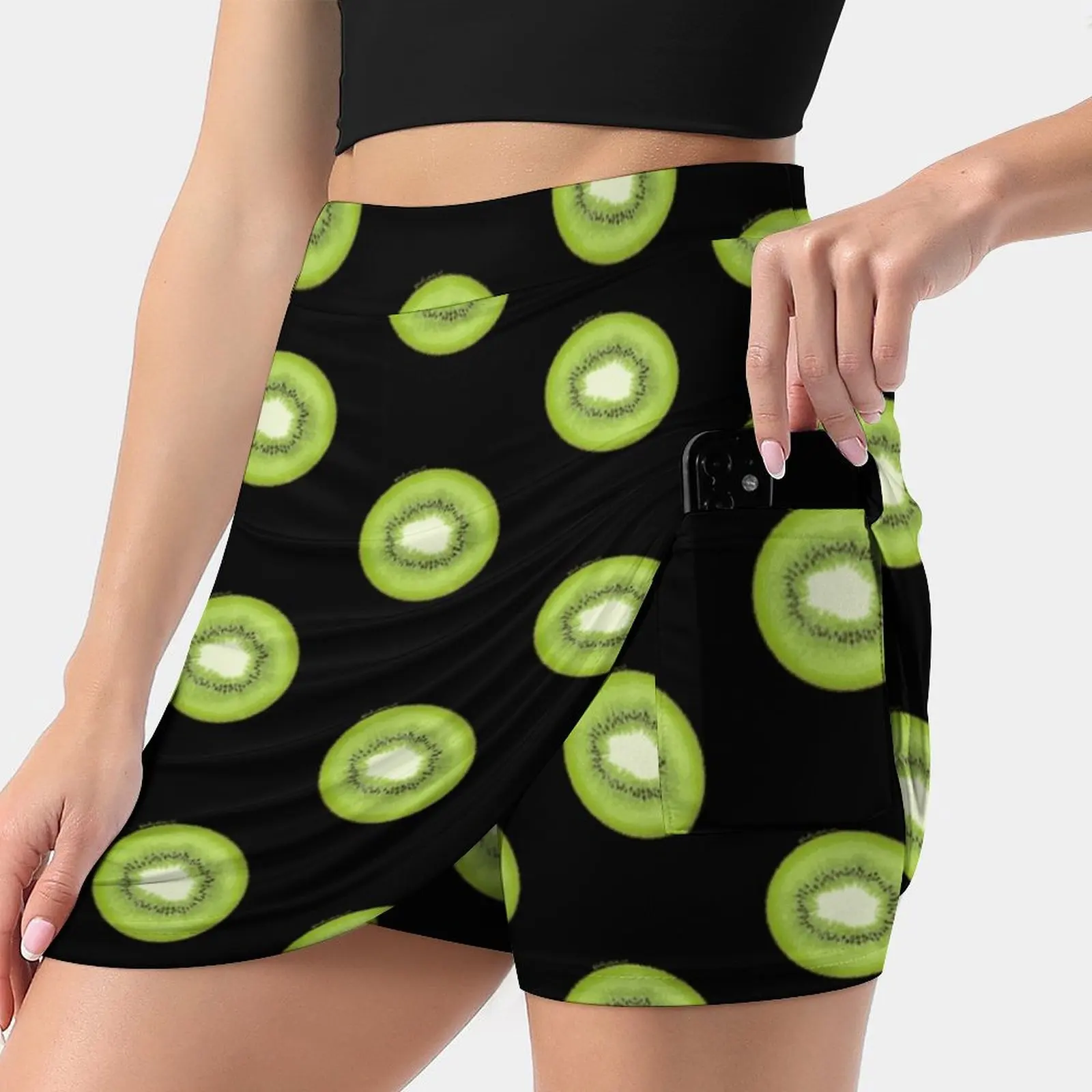 Kiwi Pattern Women Sports Lining Skirt Tennis Dance Fitness Short Printed Skirts Kiwi Kiwi Slice Fruit Fruits Summer Plant