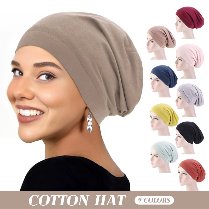 

Women Soft Satin Lining Muslim Turban Hat Sleep Cap Cancer Chemo Hat Beanie Headwrap Hair Loss Bonnet Arab India Caps Skullies