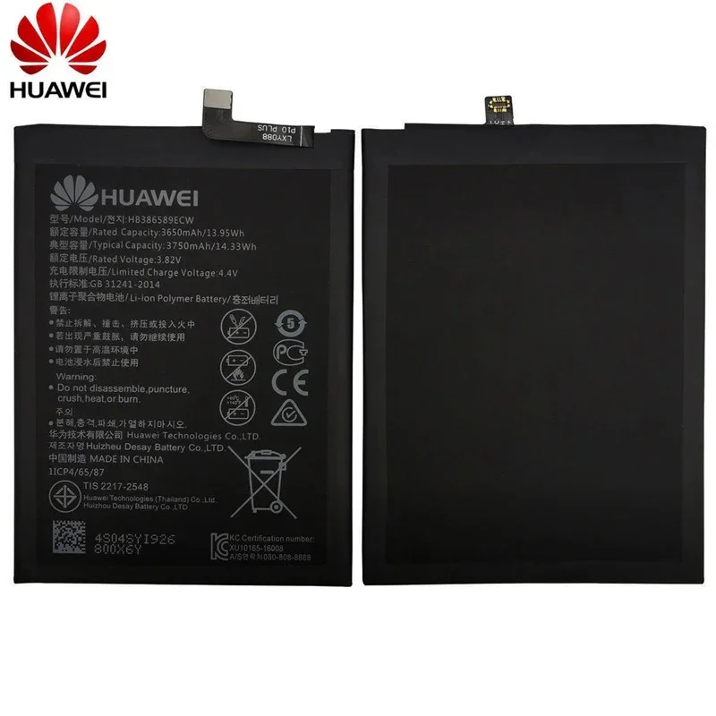 Hua Wei Original HB386589ECW 3750mAh Rechargeable Phone battery For Huawei Honor 8X 9X P10 PLUS View 10 Mate 20 Lite Nova 3 4 5T