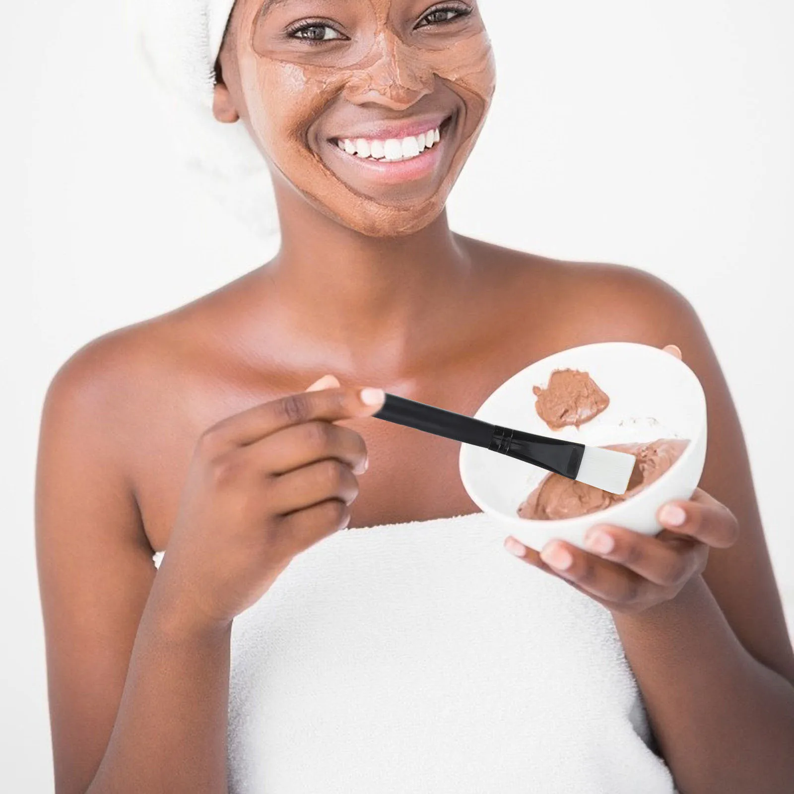 แปรงมาส์กหน้า 5 ชิ้น ขนแปรงไนลอนนุ่ม สีดำ สำหรับดูแลผิวหน้า ทำทรีทเมนท์บำรุงผิว แต่งหน้า เครื่องมือทาและเกลี่ย